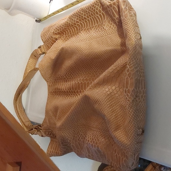 Botkier Vintage Tan Bronze Shimmery Lambskin Snake print Shoulder Bag Y2K - Picture 12 of 12